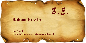 Bakom Ervin névjegykártya